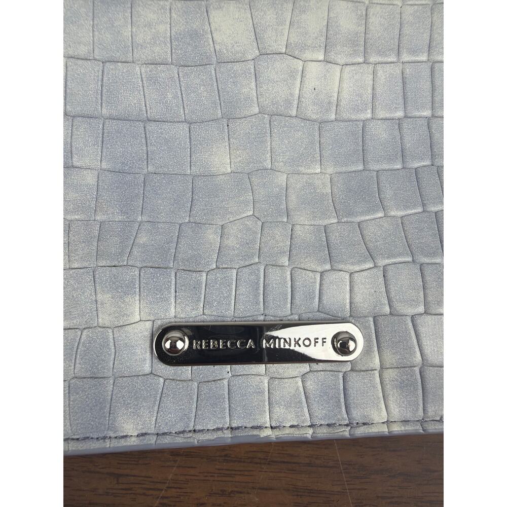 Rebecca Minkoff Small Love Crossbody Bag Silver Croc Embossed Leather - Picture 6 of 7